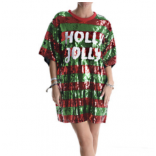 Sequin Dress - Christmas Red and Green Holly Jolly (Size Small)